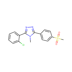 Cn1c(-c2ccc(S(C)(=O)=O)cc2)nnc1-c1ccccc1Cl ZINC000029043158