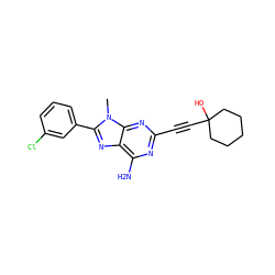 Cn1c(-c2cccc(Cl)c2)nc2c(N)nc(C#CC3(O)CCCCC3)nc21 ZINC000013861452