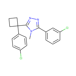 Cn1c(-c2cccc(Cl)c2)nnc1C1(c2ccc(Cl)cc2)CCC1 ZINC000040424391