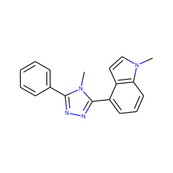 Cn1c(-c2ccccc2)nnc1-c1cccc2c1ccn2C ZINC000029043062