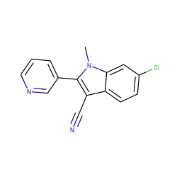 Cn1c(-c2cccnc2)c(C#N)c2ccc(Cl)cc21 ZINC000116649959