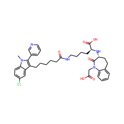 Cn1c(-c2cccnc2)c(CCCCCC(=O)NCCCC[C@H](N[C@@H]2CCc3ccccc3N(CC(=O)O)C2=O)C(=O)O)c2cc(Cl)ccc21 ZINC000029487968