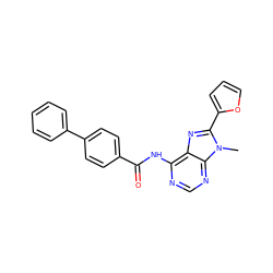 Cn1c(-c2ccco2)nc2c(NC(=O)c3ccc(-c4ccccc4)cc3)ncnc21 ZINC000103272035