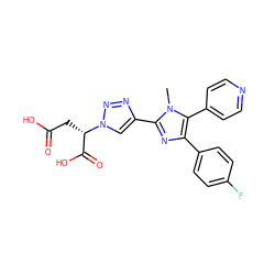 Cn1c(-c2cn([C@@H](CC(=O)O)C(=O)O)nn2)nc(-c2ccc(F)cc2)c1-c1ccncc1 ZINC000103258491