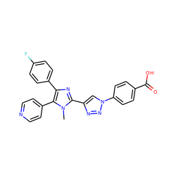 Cn1c(-c2cn(-c3ccc(C(=O)O)cc3)nn2)nc(-c2ccc(F)cc2)c1-c1ccncc1 ZINC000103258528