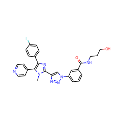 Cn1c(-c2cn(-c3cccc(C(=O)NCCCO)c3)nn2)nc(-c2ccc(F)cc2)c1-c1ccncc1 ZINC000103258504