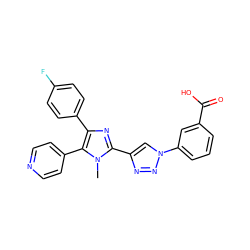 Cn1c(-c2cn(-c3cccc(C(=O)O)c3)nn2)nc(-c2ccc(F)cc2)c1-c1ccncc1 ZINC000103258495