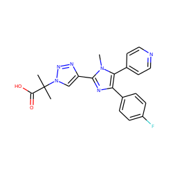 Cn1c(-c2cn(C(C)(C)C(=O)O)nn2)nc(-c2ccc(F)cc2)c1-c1ccncc1 ZINC000103258454