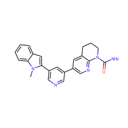 Cn1c(-c2cncc(-c3cnc4c(c3)CCCN4C(N)=O)c2)cc2ccccc21 ZINC000221446560