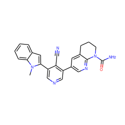 Cn1c(-c2cncc(-c3cnc4c(c3)CCCN4C(N)=O)c2C#N)cc2ccccc21 ZINC001772619168