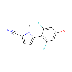 Cn1c(C#N)ccc1-c1c(F)cc(O)cc1F ZINC001772648789