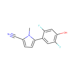 Cn1c(C#N)ccc1-c1cc(F)c(O)cc1F ZINC001772606454