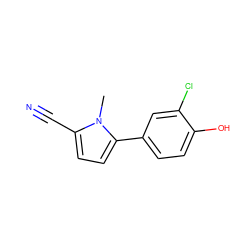 Cn1c(C#N)ccc1-c1ccc(O)c(Cl)c1 ZINC001772585117