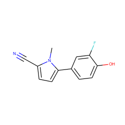 Cn1c(C#N)ccc1-c1ccc(O)c(F)c1 ZINC001772634690