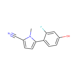 Cn1c(C#N)ccc1-c1ccc(O)cc1F ZINC001772643464