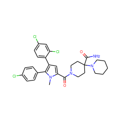 Cn1c(C(=O)N2CCC(C(N)=O)(N3CCCCC3)CC2)cc(-c2ccc(Cl)cc2Cl)c1-c1ccc(Cl)cc1 ZINC000058655527