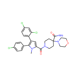 Cn1c(C(=O)N2CCC(C(N)=O)(N3CCOCC3)CC2)cc(-c2ccc(Cl)cc2Cl)c1-c1ccc(Cl)cc1 ZINC000058575878