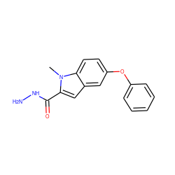 Cn1c(C(=O)NN)cc2cc(Oc3ccccc3)ccc21 ZINC000004561064