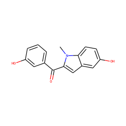 Cn1c(C(=O)c2cccc(O)c2)cc2cc(O)ccc21 ZINC000299823317