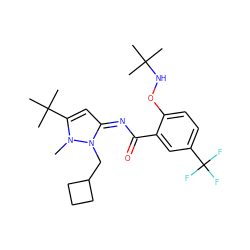 Cn1c(C(C)(C)C)c/c(=N/C(=O)c2cc(C(F)(F)F)ccc2ONC(C)(C)C)n1CC1CCC1 ZINC000113478908