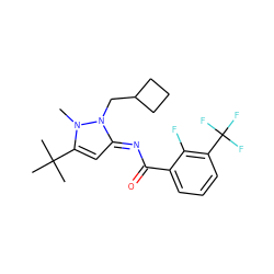 Cn1c(C(C)(C)C)c/c(=N\C(=O)c2cccc(C(F)(F)F)c2F)n1CC1CCC1 ZINC000029124476