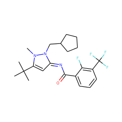 Cn1c(C(C)(C)C)c/c(=N\C(=O)c2cccc(C(F)(F)F)c2F)n1CC1CCCC1 ZINC000029124478