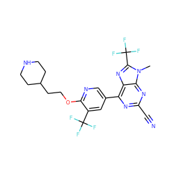 Cn1c(C(F)(F)F)nc2c(-c3cnc(OCCC4CCNCC4)c(C(F)(F)F)c3)nc(C#N)nc21 ZINC001772603354