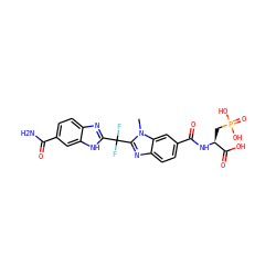 Cn1c(C(F)(F)c2nc3ccc(C(N)=O)cc3[nH]2)nc2ccc(C(=O)N[C@@H](CP(=O)(O)O)C(=O)O)cc21 ZINC000003587678