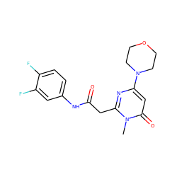 Cn1c(CC(=O)Nc2ccc(F)c(F)c2)nc(N2CCOCC2)cc1=O ZINC000095577784