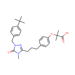 Cn1c(CCCc2ccc(OC(C)(C)C(=O)O)cc2)nn(Cc2ccc(C(C)(C)C)cc2)c1=O ZINC000012358351