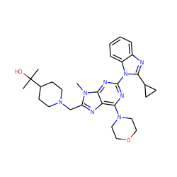 Cn1c(CN2CCC(C(C)(C)O)CC2)nc2c(N3CCOCC3)nc(-n3c(C4CC4)nc4ccccc43)nc21 ZINC000095552375