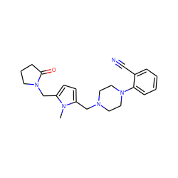 Cn1c(CN2CCN(c3ccccc3C#N)CC2)ccc1CN1CCCC1=O ZINC000013449362