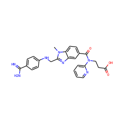 Cn1c(CNc2ccc(C(=N)N)cc2)nc2cc(C(=O)N(CCC(=O)O)c3ccccn3)ccc21 ZINC000001910616