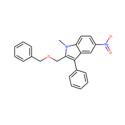 Cn1c(COCc2ccccc2)c(-c2ccccc2)c2cc([N+](=O)[O-])ccc21 ZINC000205329495