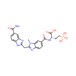Cn1c(Cc2nc3cc(C(N)=O)ccc3[nH]2)nc2ccc(C(=O)N[C@@H](CCP(=O)(O)O)C(=O)O)cc21 ZINC000026467396
