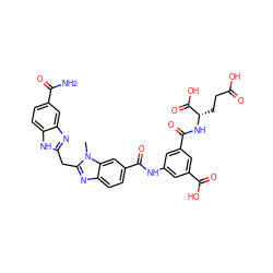 Cn1c(Cc2nc3cc(C(N)=O)ccc3[nH]2)nc2ccc(C(=O)Nc3cc(C(=O)O)cc(C(=O)N[C@@H](CCC(=O)O)C(=O)O)c3)cc21 ZINC000026404249
