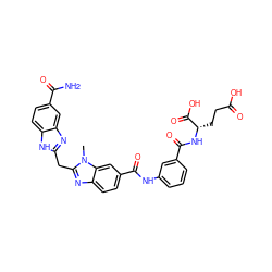 Cn1c(Cc2nc3cc(C(N)=O)ccc3[nH]2)nc2ccc(C(=O)Nc3cccc(C(=O)N[C@@H](CCC(=O)O)C(=O)O)c3)cc21 ZINC000026403410