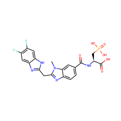 Cn1c(Cc2nc3cc(F)c(F)cc3[nH]2)nc2ccc(C(=O)N[C@@H](CP(=O)(O)O)C(=O)O)cc21 ZINC000013860236