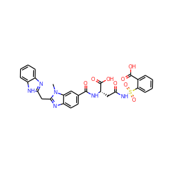 Cn1c(Cc2nc3ccccc3[nH]2)nc2ccc(C(=O)N[C@@H](CC(=O)NS(=O)(=O)c3ccccc3C(=O)O)C(=O)O)cc21 ZINC000026469488