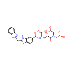 Cn1c(Cc2nc3ccccc3[nH]2)nc2ccc(C(=O)N[C@@H](CCC(=O)N(CC(=O)O)CC(=O)O)C(=O)O)cc21 ZINC000026398899