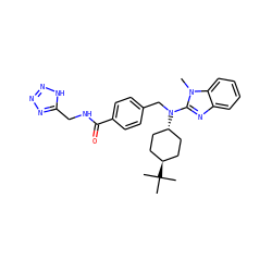 Cn1c(N(Cc2ccc(C(=O)NCc3nnn[nH]3)cc2)[C@H]2CC[C@H](C(C)(C)C)CC2)nc2ccccc21 ZINC000253668230