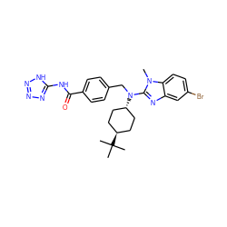 Cn1c(N(Cc2ccc(C(=O)Nc3nnn[nH]3)cc2)[C@H]2CC[C@H](C(C)(C)C)CC2)nc2cc(Br)ccc21 ZINC000253666567