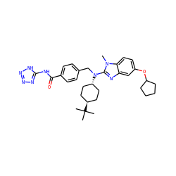 Cn1c(N(Cc2ccc(C(=O)Nc3nnn[nH]3)cc2)[C@H]2CC[C@H](C(C)(C)C)CC2)nc2cc(OC3CCCC3)ccc21 ZINC000261121408