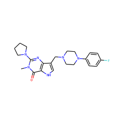 Cn1c(N2CCCC2)nc2c(CN3CCN(c4ccc(F)cc4)CC3)c[nH]c2c1=O ZINC000043122233