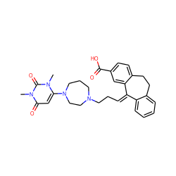 Cn1c(N2CCCN(CC/C=C3/c4ccccc4CCc4ccc(C(=O)O)cc43)CC2)cc(=O)n(C)c1=O ZINC000071329780