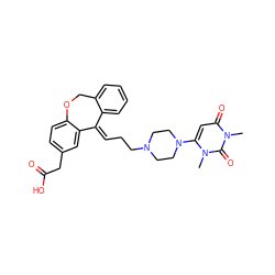 Cn1c(N2CCN(CC/C=C3\c4ccccc4COc4ccc(CC(=O)O)cc43)CC2)cc(=O)n(C)c1=O ZINC000071319391