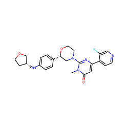 Cn1c(N2CCO[C@@H](c3ccc(N[C@@H]4CCOC4)cc3)C2)nc(-c2ccncc2F)cc1=O ZINC000113077530