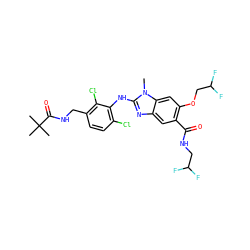 Cn1c(Nc2c(Cl)ccc(CNC(=O)C(C)(C)C)c2Cl)nc2cc(C(=O)NCC(F)F)c(OCC(F)F)cc21 ZINC000169703098