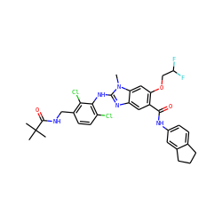 Cn1c(Nc2c(Cl)ccc(CNC(=O)C(C)(C)C)c2Cl)nc2cc(C(=O)Nc3ccc4c(c3)CCC4)c(OCC(F)F)cc21 ZINC000169703125