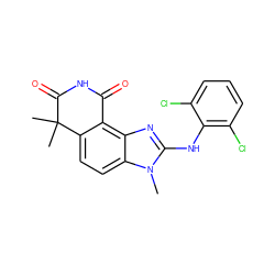 Cn1c(Nc2c(Cl)cccc2Cl)nc2c3c(ccc21)C(C)(C)C(=O)NC3=O ZINC000013475191